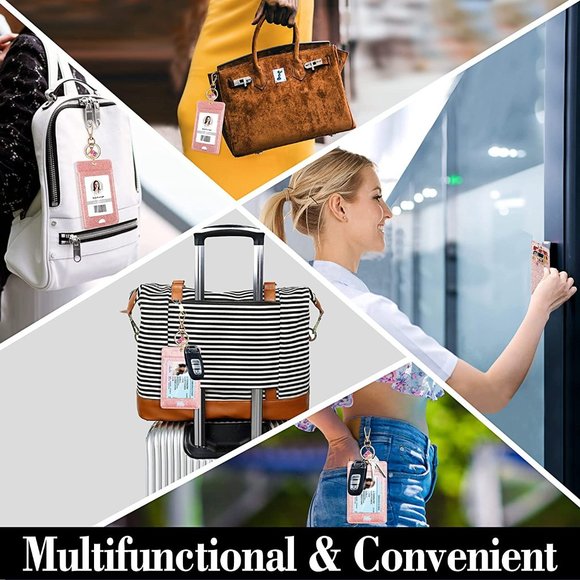 ID Badge Holder with Carabiner (Rose Gold, 2 Pack) - Picture 2 of 6